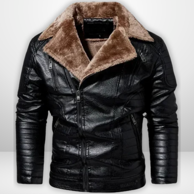 Nico | Warme Lederjacke mit Pelzkragen