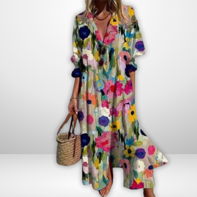 Trishia | Lebhaftes Blumenmuster-Kleid