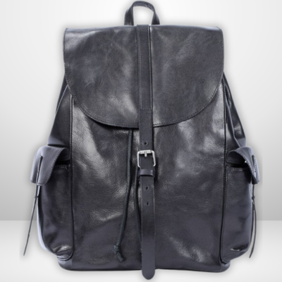 BODO | Kleiner Schwarzer Leder-Rucksack