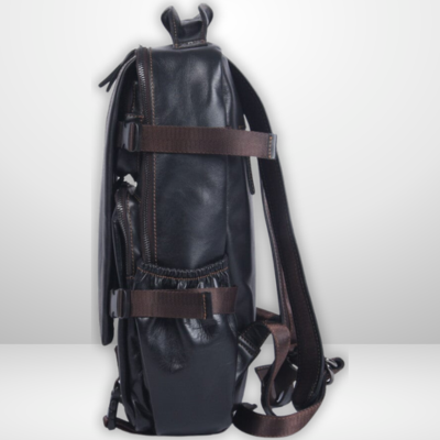 ISAAC | Herren Schwarzer Leder Rucksack