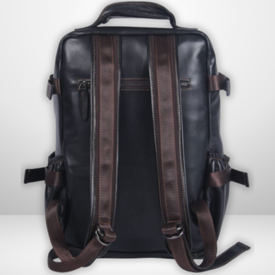 ISAAC | Herren Schwarzer Leder Rucksack