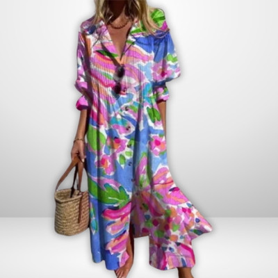 Trishia | Lebhaftes Blumenmuster-Kleid