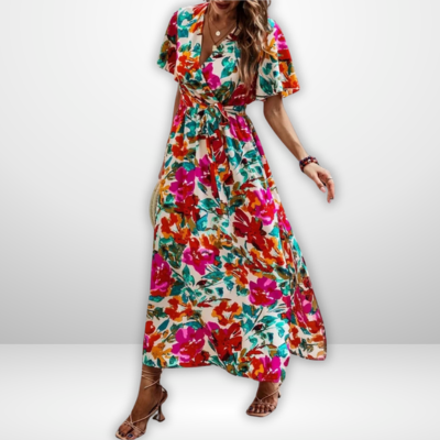 Colet | Bequemes Kurzärmliges Freizeitkleid mit Druckdesign