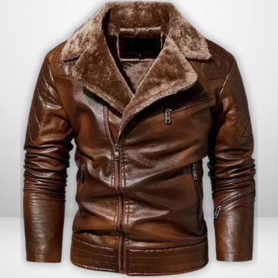 Nico | Warme Lederjacke mit Pelzkragen