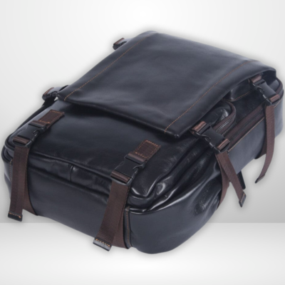 ISAAC | Herren Schwarzer Leder Rucksack