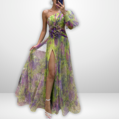 KAYLA | Blumenmuster Maxikleid mit einem Träger