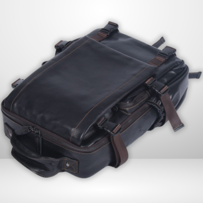 ISAAC | Herren Schwarzer Leder Rucksack
