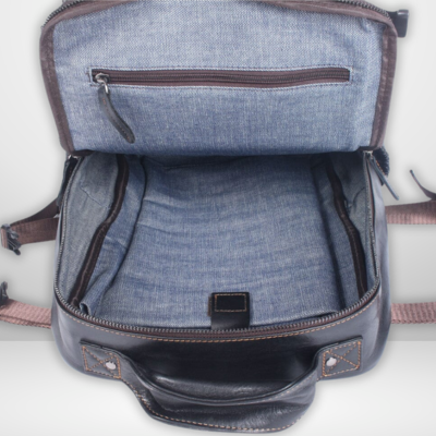 ISAAC | Herren Schwarzer Leder Rucksack