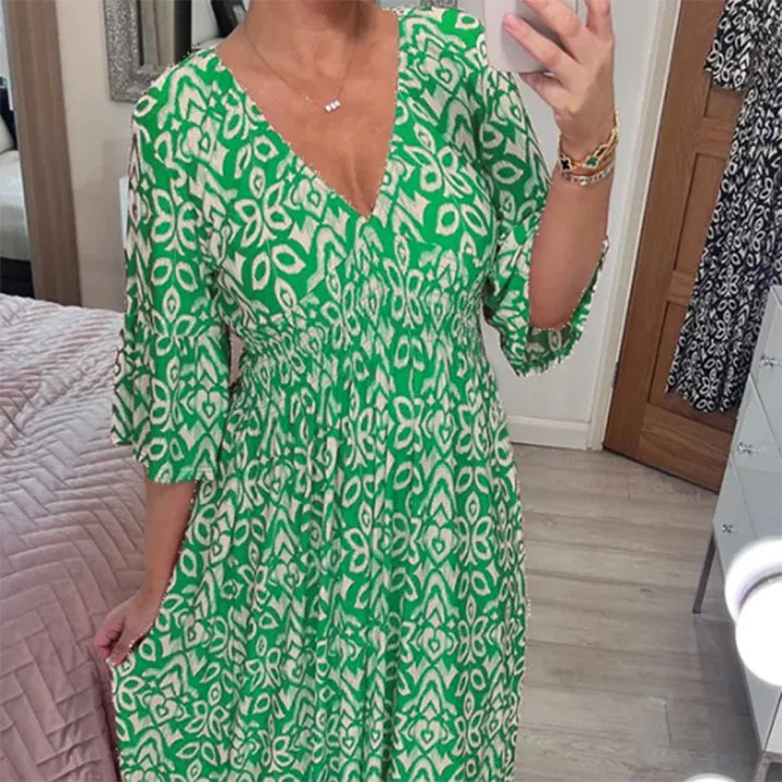 Marlene | Geblümtes Kleid mit V-Ausschnitt