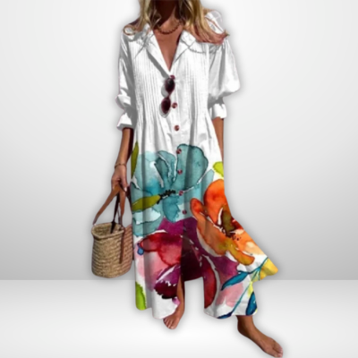 Trishia | Lebhaftes Blumenmuster-Kleid