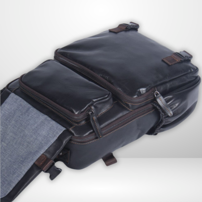 ISAAC | Herren Schwarzer Leder Rucksack