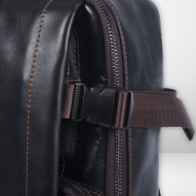 ISAAC | Herren Schwarzer Leder Rucksack